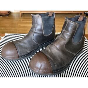 Men's Brown Leather Chelsea Safety Boots with Steel Toe Cap